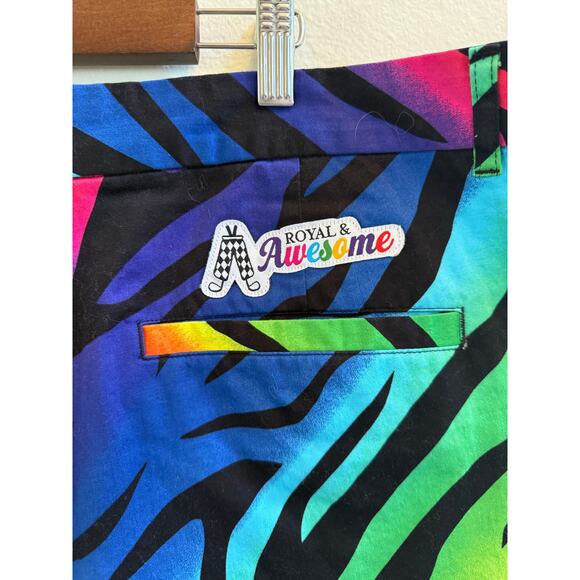 Royally Awesome NWOT Rainbow Zebra Cotton Blend Flat Front Shorts size 44 - Picture 11 of 15